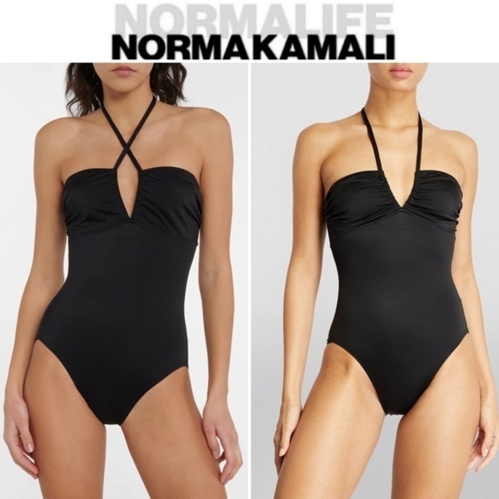 NORMA KAMALI Mio halterneck swimsuit in Black sz S